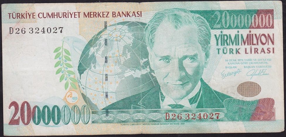 7.Emisyon 20 000 000 Lira D26 324027 Çok Temiz