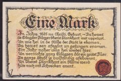 ALMANYA  1 MARK NOTGELD  1921 ÇİL