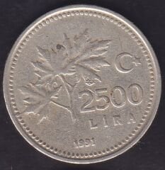 1991 Yılı 2500 Lira