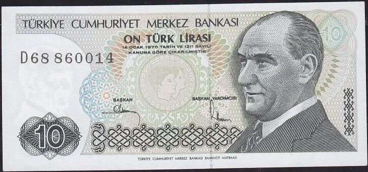 7.Emisyon 2.Tertip 10 Lira D68 860014 Çil
