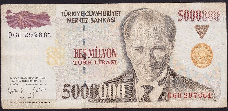 7.Emisyon 5 000 000 Lira D60 297661 Çok Temiz