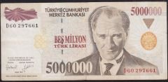 7.Emisyon 5 000 000 Lira D60 297661 Çok Temiz