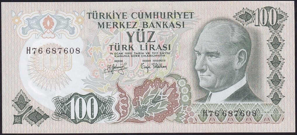 6.Emisyon 2.Tertip 100 Lira H76 687608 Çilaltı Çil