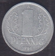 ALMANYA ( DEMOKRATİK ) 1 PFENNİNG 1981 eski para