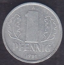 ALMANYA ( DEMOKRATİK ) 1 PFENNİNG 1981 eski para