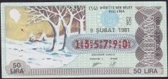 1981 9 ŞUBAT ÇEYREK BİLET N SERİSİ