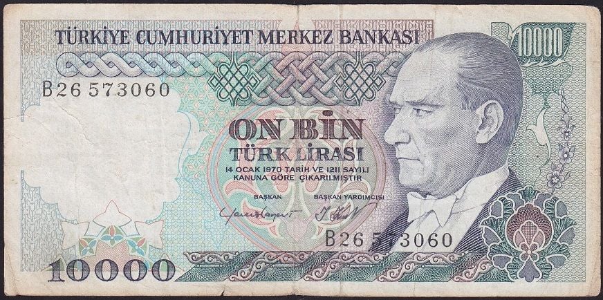 7.Emisyon 2.Tertip 10000 Lira B26 573060 Çok Temiz