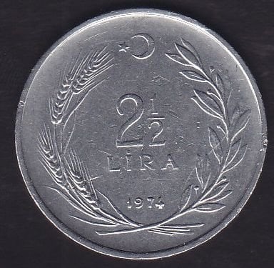 1974 Yılı 2.5 Lira Ters