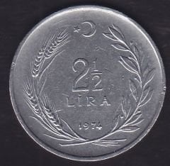 1974 Yılı 2.5 Lira Ters