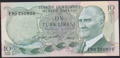6.Emisyon 1.Tertip 10 Lira E90 290870 Ççt Çilaltı