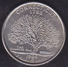 Amerika Çeyrek Dolar 1999 Hatıra Connecticut P