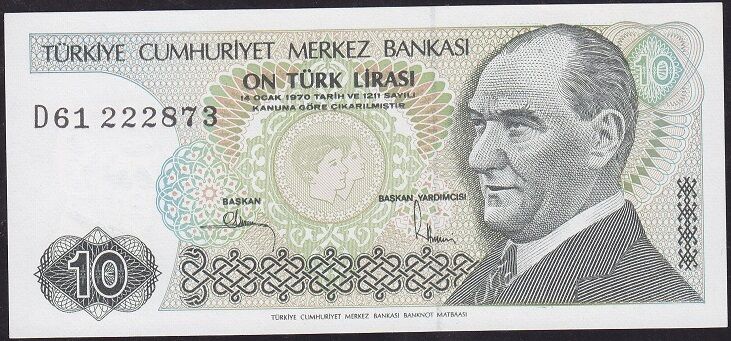 7.Emisyon 2.Tertip 10 Lira D61 222878 Çil