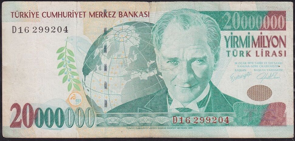7.Emisyon 20 000 000 Lira D16 299204 Çok Temiz