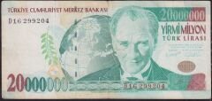 7.Emisyon 20 000 000 Lira D16 299204 Çok Temiz