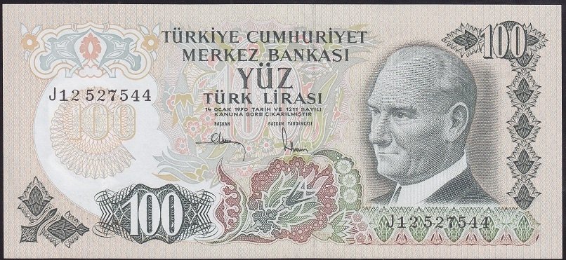 6.EMİSYON 3.TERTİP 100 LİRA J12 527544 ÇİLALTI ÇİL