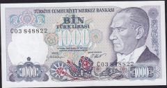 7.Emisyon 1.Tertip 1000 Lira C03 848822 Çil