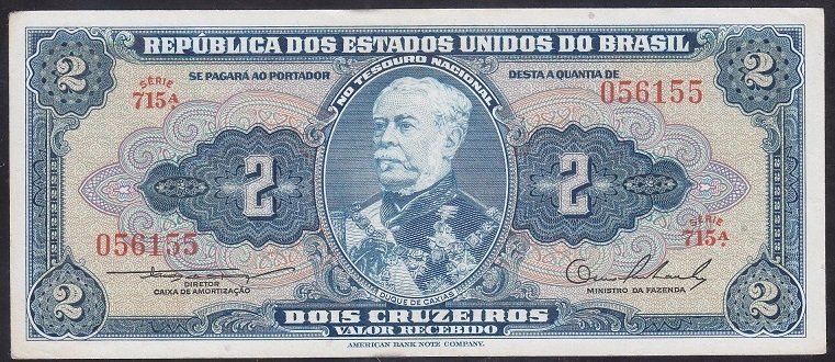 BREZİLYA 2 CRUZEİROS 1954 ÇİLALTI ÇİL P151a