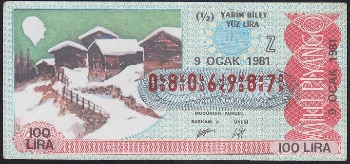 1981 9 OCAK YARIM BİLET - Z SERİSİ