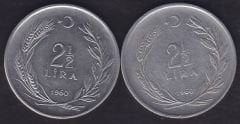 1960 Yılı 2.5 Lira (Ters Düz Takım)