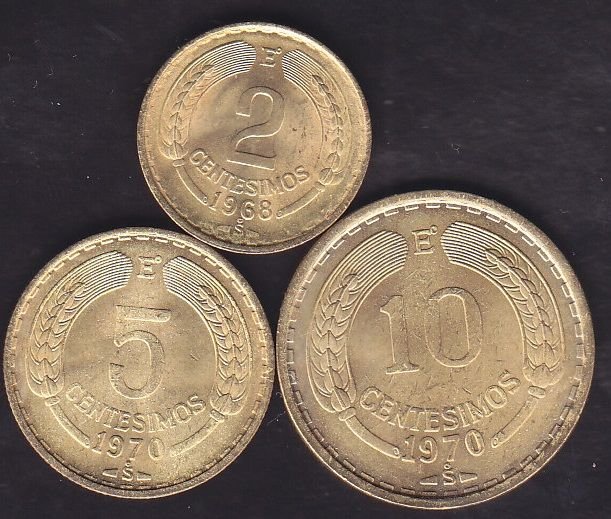 Şili 3 Adet Madeni Para Seti 1960 - 1971 Çil