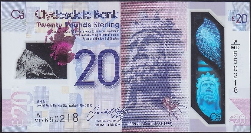 İskoçya 20 Pound 2019 Çil Polymer