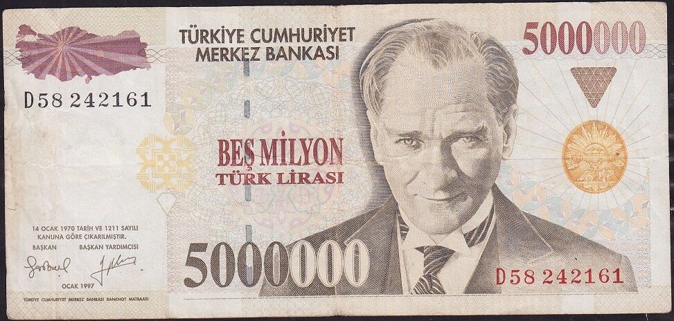 7.Emisyon 5 000 000 Lira D58 242161 Çok Temiz