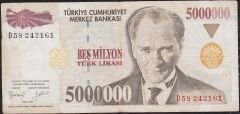 7.Emisyon 5 000 000 Lira D58 242161 Çok Temiz