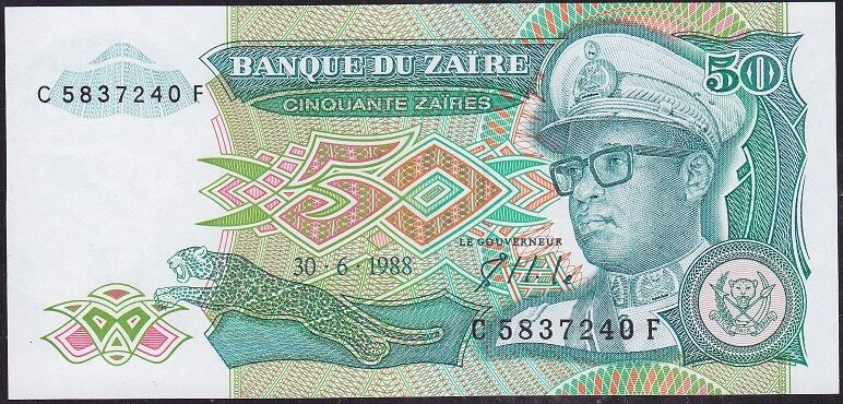 Zaire 50 Zaires 1988 Çilaltı Çil