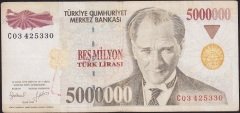 7.Emisyon 5 000 000 Lira C03 425330 Çok Temiz