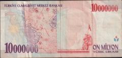 7.Emisyon 10 000 000 Lira C38 103494 Çok Temiz+