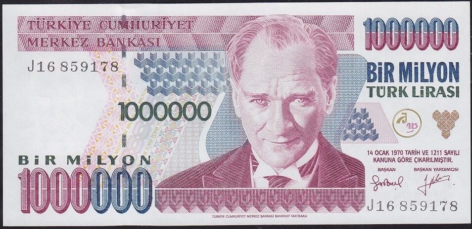 7.Emisyon 2.Tertip 1.000.000 Lira J16 859178 Çilaltı Çil