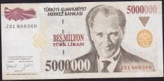 7.Emisyon 5 000 000 Lira J31 809360 Çok Temiz+