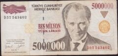 7.Emisyon 5 000 000 Lira D57 543402 Çok Temiz