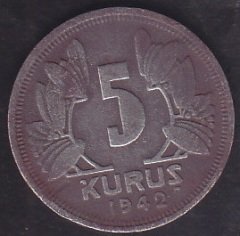 1942 YILI 5 KURUŞ eski para mezat