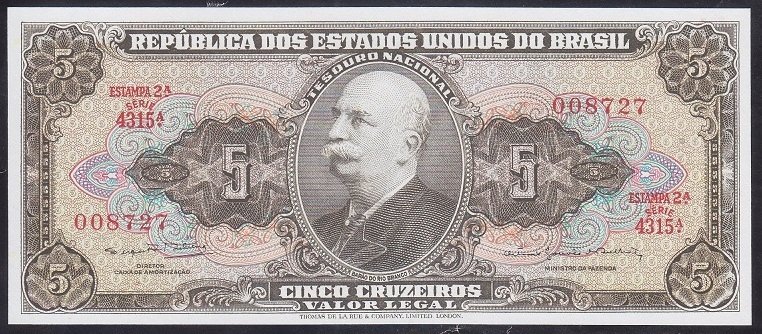 Brezilya 5 Cruzeiros 1964 Çil P176d