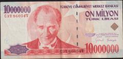 7.Emisyon 10 000 000 Lira C37 860547 Çok Temiz+