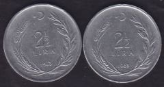 1963 Yılı 2.5 Lira (Ters Düz Takım)