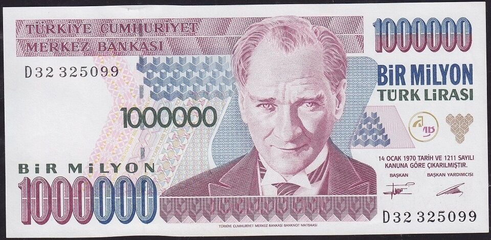 7.Emisyon 1.Tertip 1.000.000 Lira D32 325099 Çilaltı