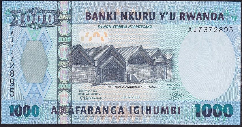 Rwanda 1000 Frank 2008 Çil Pick 35