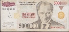7.Emisyon 5 000 000 Lira B20 336020 Çok Temiz
