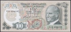 6.EMİSYON 1.TERTİP 100 LİRA A11 404187 ÇÇT