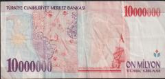 7.Emisyon 10 000 000 Lira C37 032911 Çok Temiz+