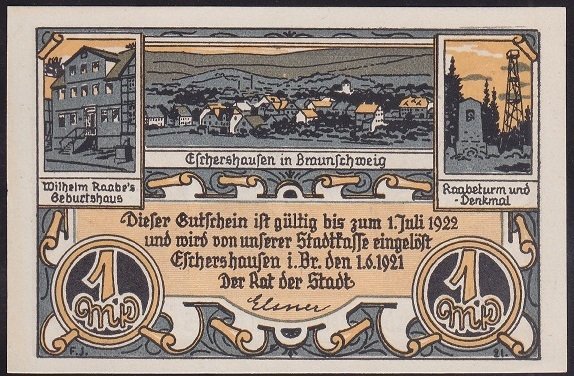 ALMANYA  1 MARK NOTGELD  1922 ÇİL