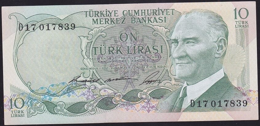 6.Emisyon 1.Tertip 10 Lira D17 017839 Çilaltı Çil