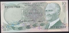 6.Emisyon 1.Tertip 10 Lira D17 017839 Çilaltı Çil