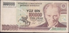 7.EMİSYON 1.TERTİP 100000 LİRA A05 060273 TEMİZ
