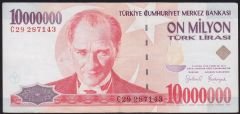 7.Emisyon 10 000 000 Lira C29 287143 Çok Temiz+