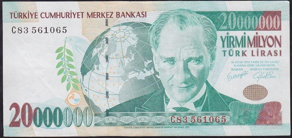 7.Emisyon 20 000 000 Lira C83 561065 Çok Çok Temiz+
