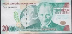 7.Emisyon 20 000 000 Lira C83 561065 Çok Çok Temiz+