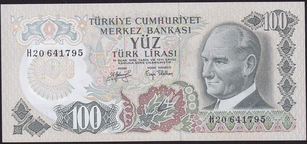 6.Emisyon 2.Tertip 100 Lira H20 641795 Çil